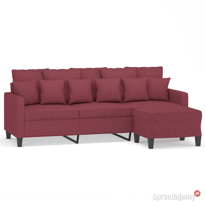 3osobowa sofa z podnóżkiem winna czerwień 180