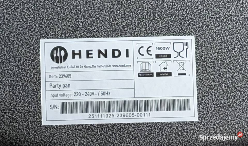 Patelnia Elektryczna Hendi 55 1600W Aluminium Łódź