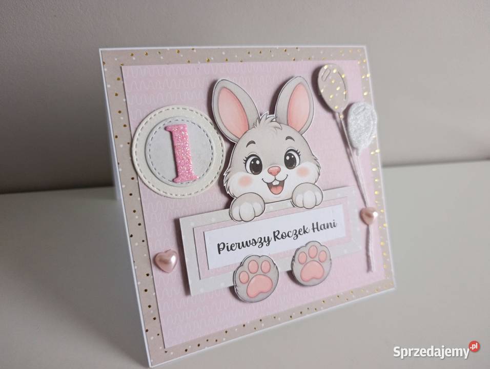 Personalizowana kartka urodzinowa roczek ręcznie Rękodzieło Łódź