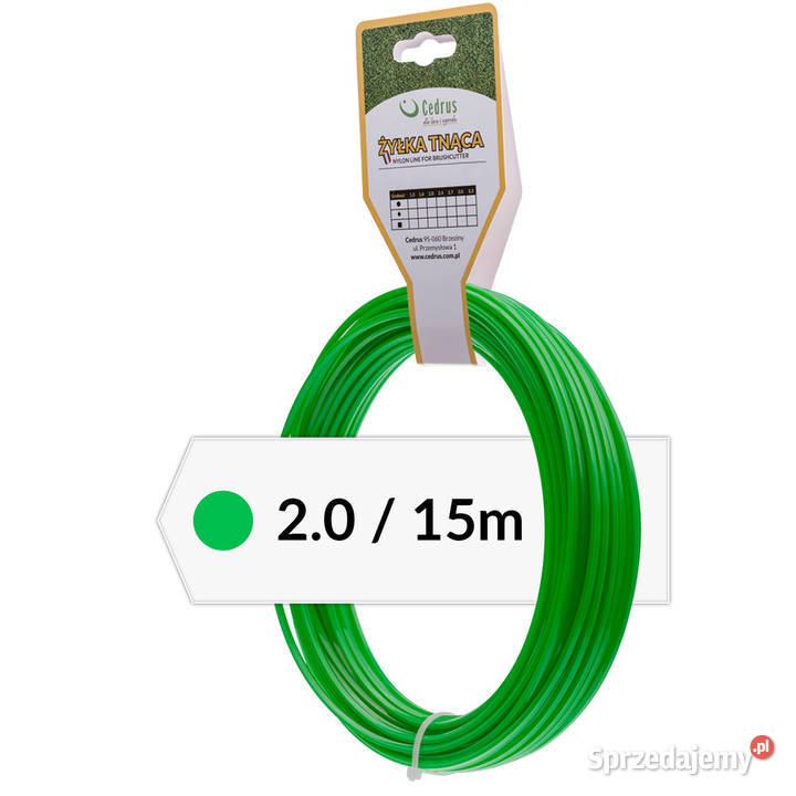 Żyłka tnąca 2015m k kwadrat zielona PIN003 Kosy i podkaszarki
