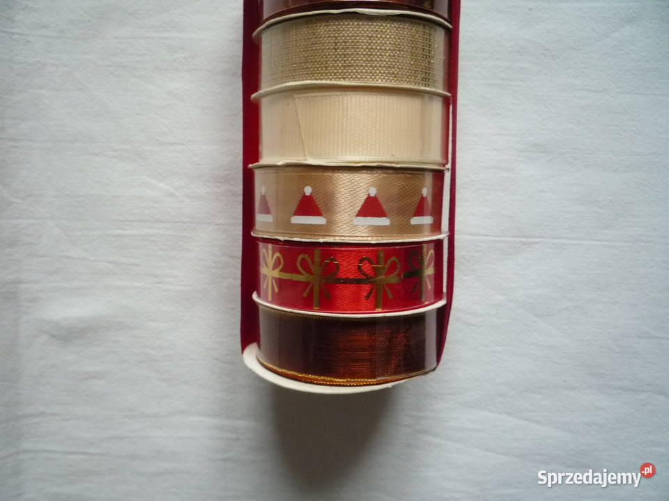 7 sztuk Wstążka świąteczna Czerwona Beżowa Złota Szczecin