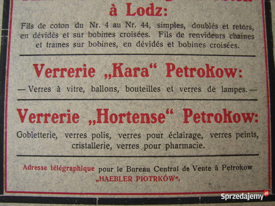 Łódź Przędzalnia Huta szkła w Piotrkowie Pozostałe