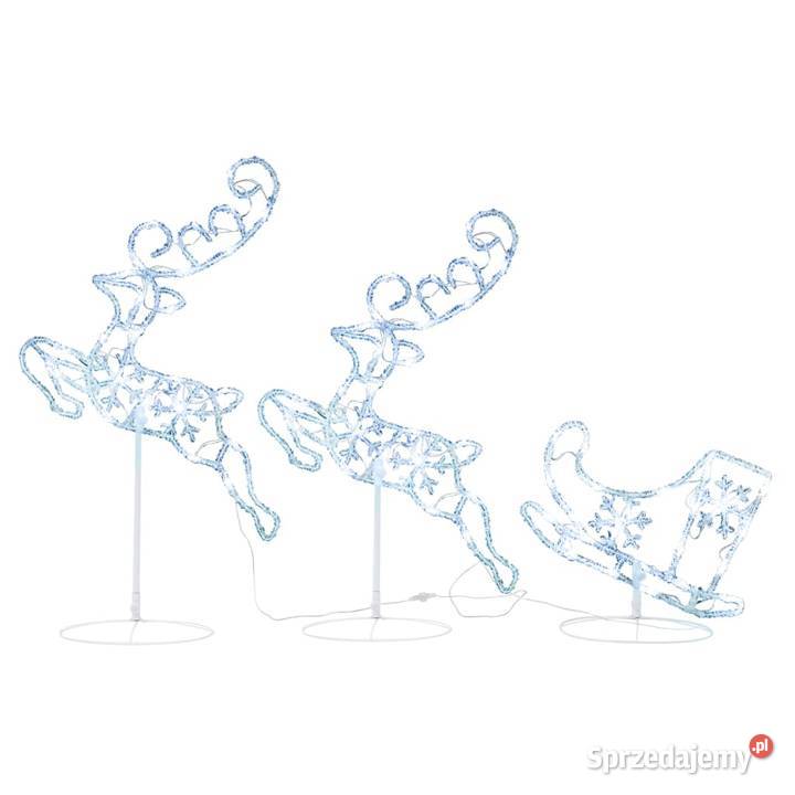 Świąteczne lecące renifery z saniami akryl Warszawa