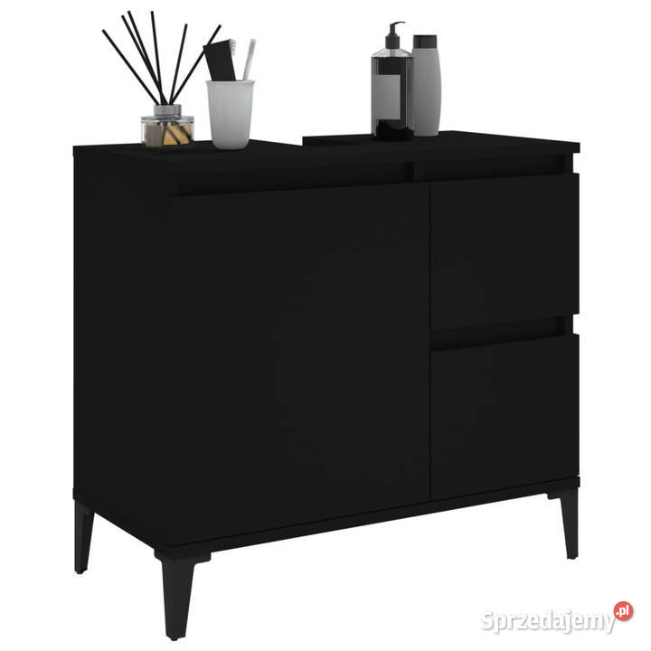 Szafka łazienkowa czarna 65x33x60 materiał