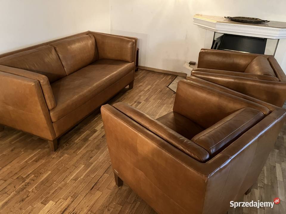 Komplet sofa 2 fotele Sofitalia włoska skóra 90cm łódzkie sprzedam