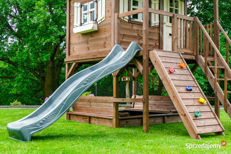 Duży domek ogrodowy dzieci z huśtawką Premium