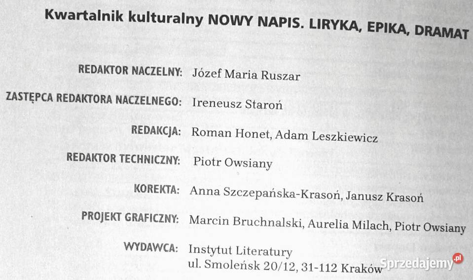 Nowy Napis Liryka epika dramat 21marzec 2024 lubelskie Chełm sprzedam