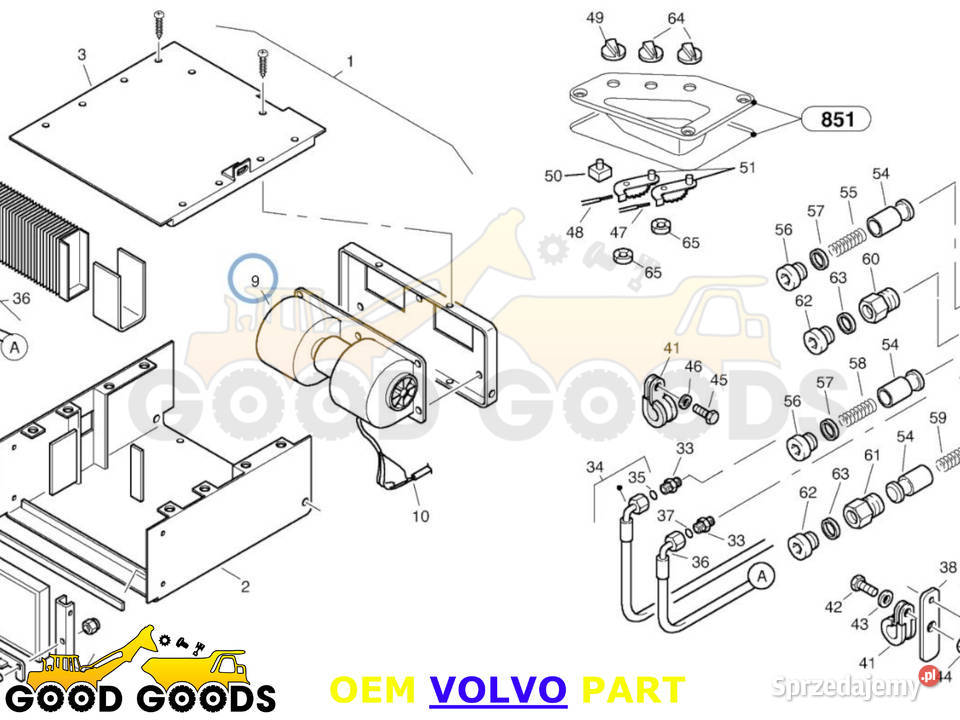 VOLVO DMUCHAWA 12V WENTYLATOR 12V NAWIEWU KABINY Części do maszyn budowlanych Władysławów