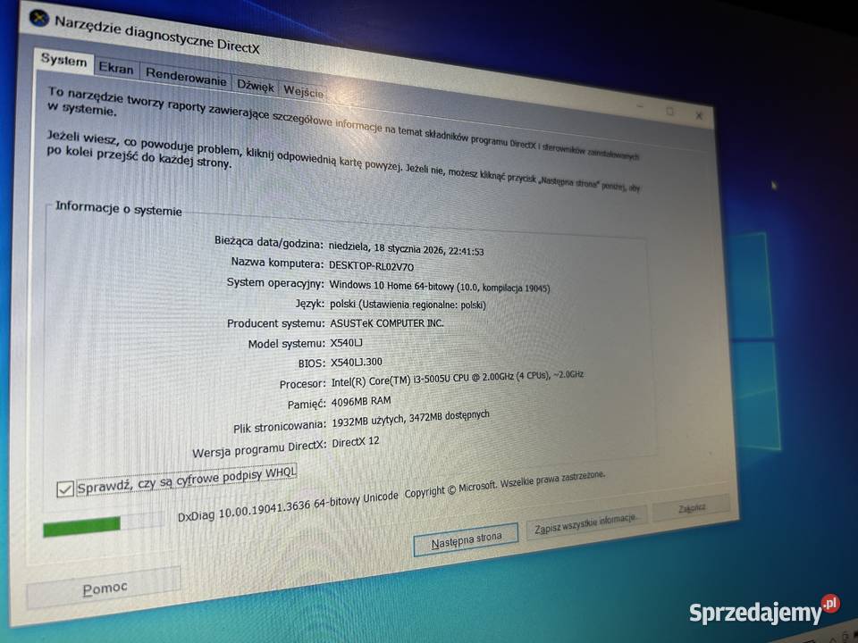Laptop ASUS zadbany Intel Core i3 GeForce dysk Rzeszów