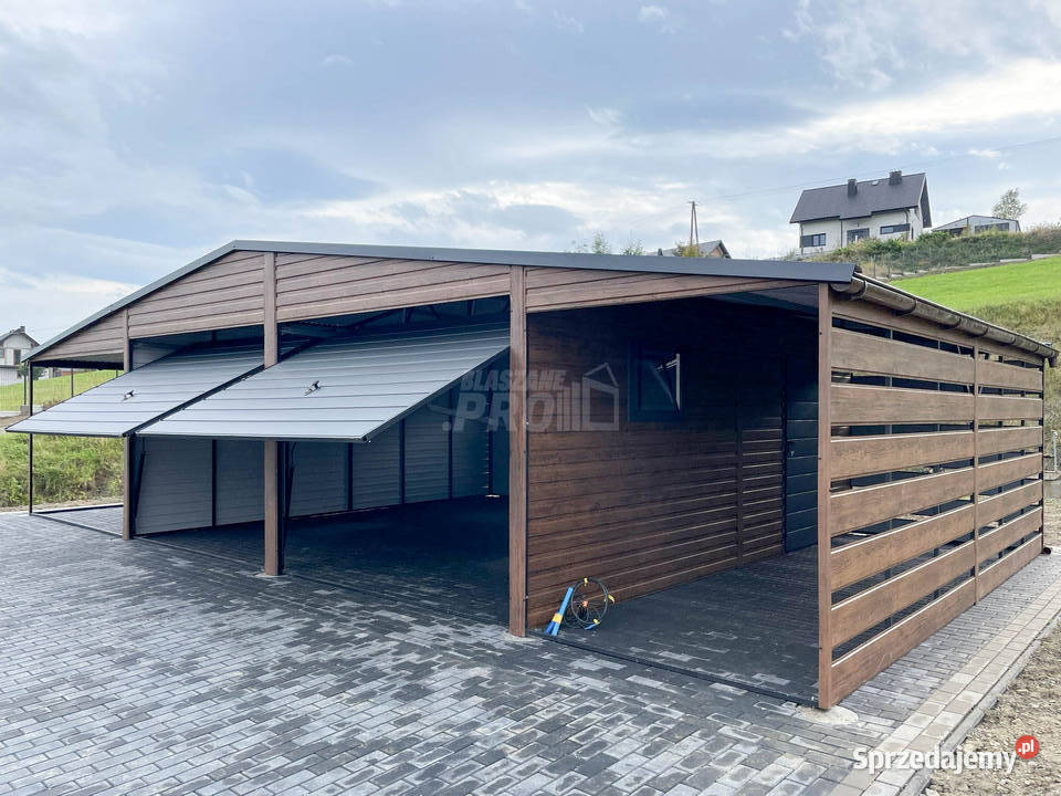 Garaz blaszany 6x6 2x wiata 3x6 2x Brama uchylna Włocławek
