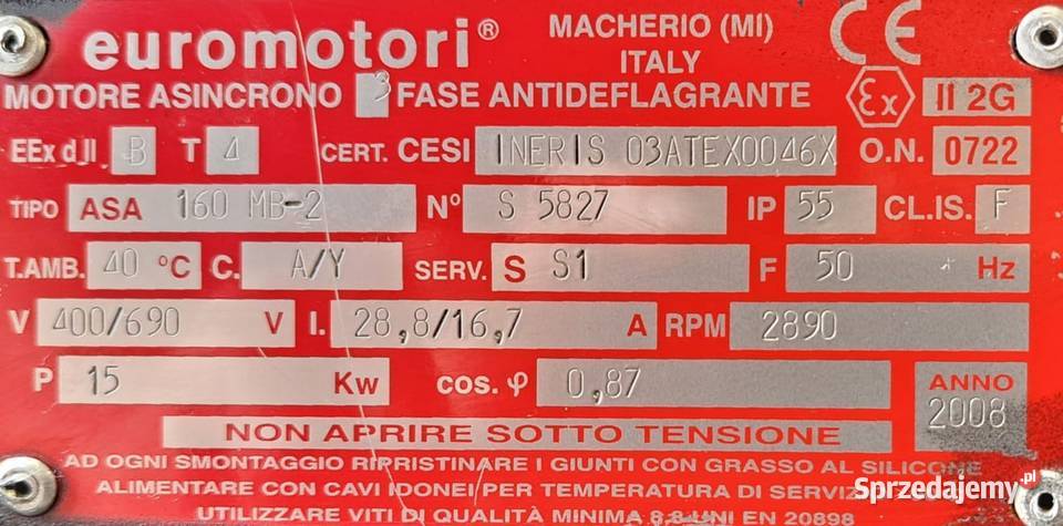 Silnik Przeciwwybuchowy Euromotori 15kW Pleszew