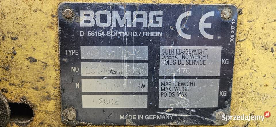 Walec drogowy bomag bw80 15tony umowa 555h Łącko