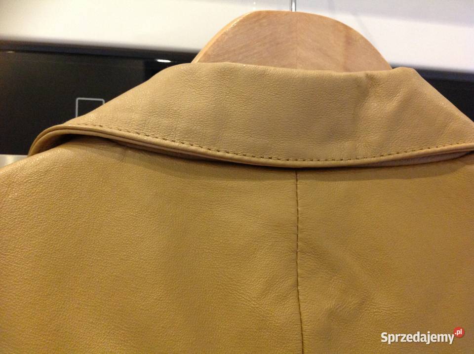 Płaszcz Skórzany Damski S Musztardowy skóra Nowa Sól