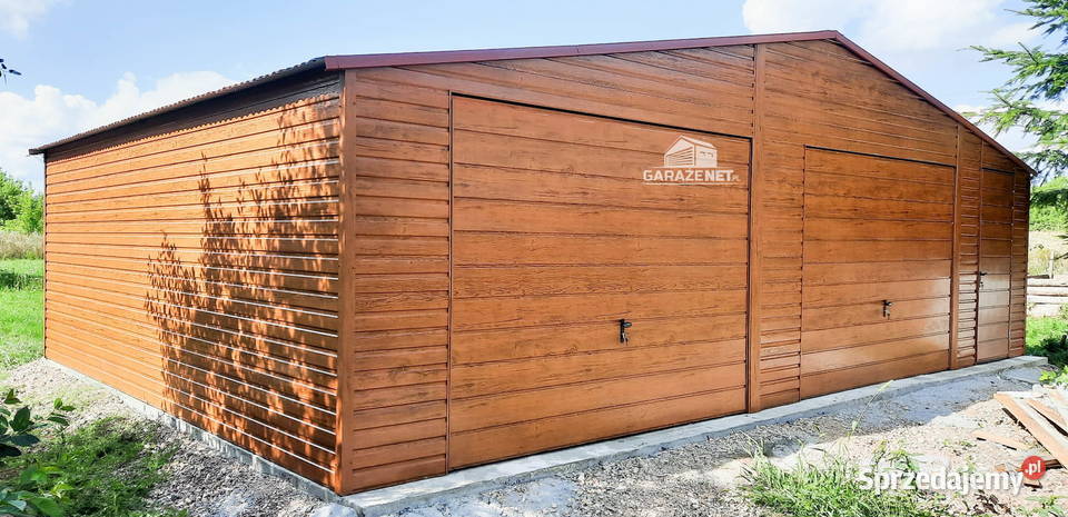 GARAŻ BLASZANY 9m x 6m DWUSPAD 2x BRAMA DRZWI małopolskie Łapanów