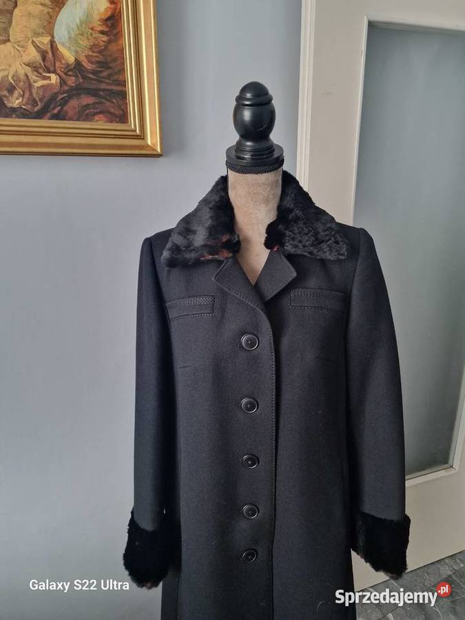 Płaszcz luksusowy Delmod International czarny łódzkie Skierniewice