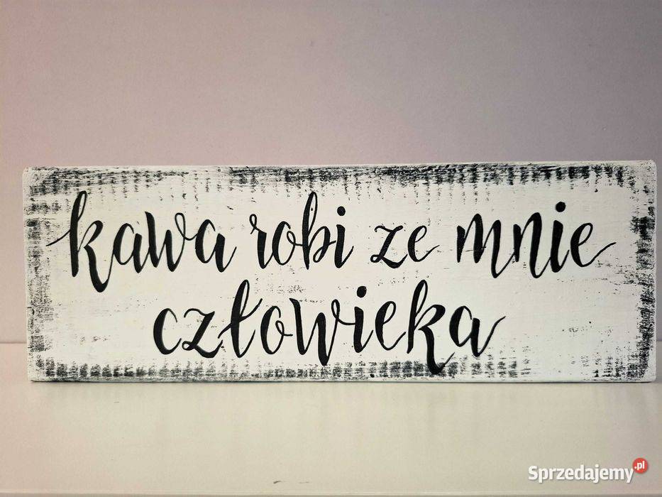 Ręcznie malowana deska z napisem kawosza sprzedam