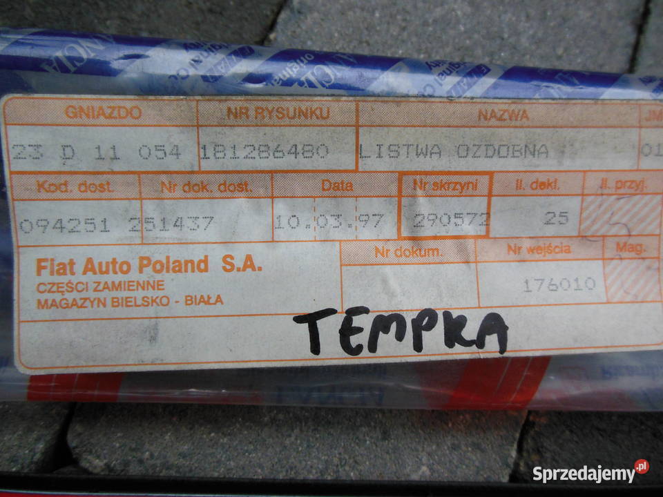 181286480 LISTWA drzwi tylnych lewych Fiat śląskie Kozy