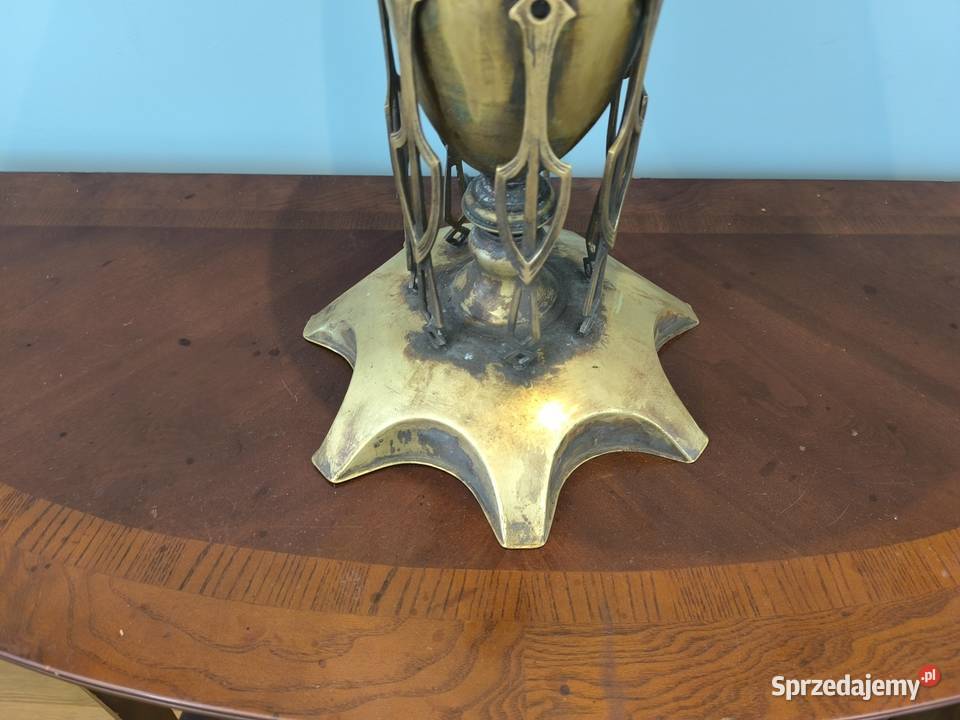 Mosiężna lampa z mlecznym kloszem Łódź