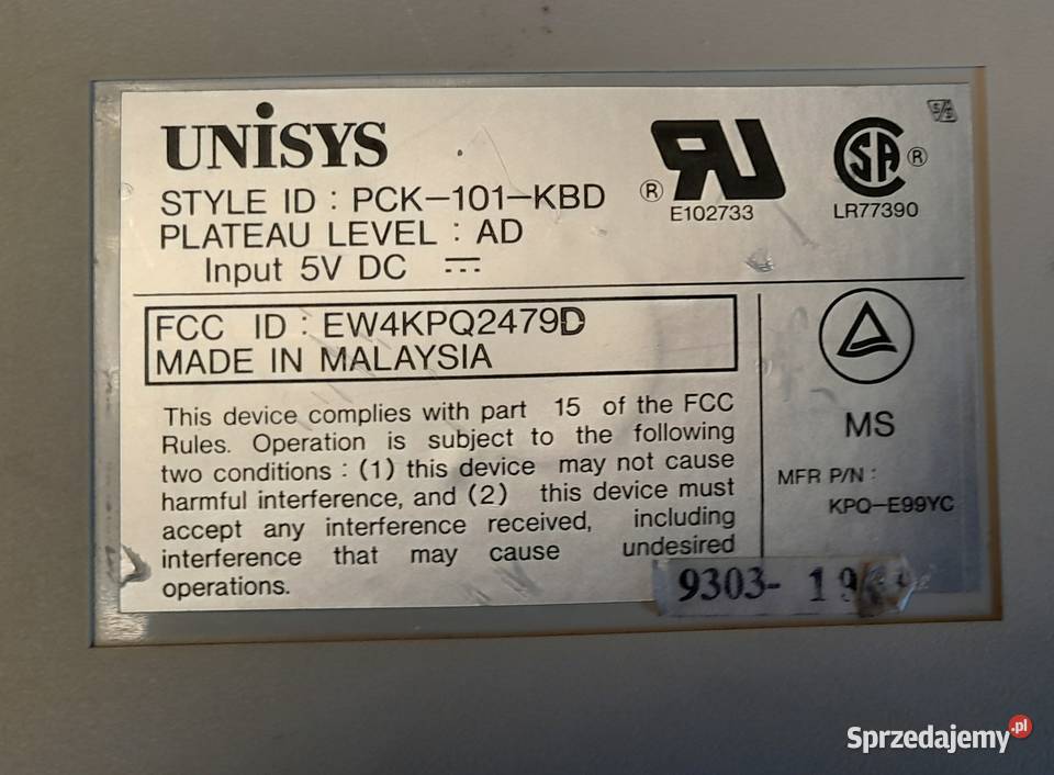 Klawiatura AT XT Unisys KPQE99YC Commodore sprzedam