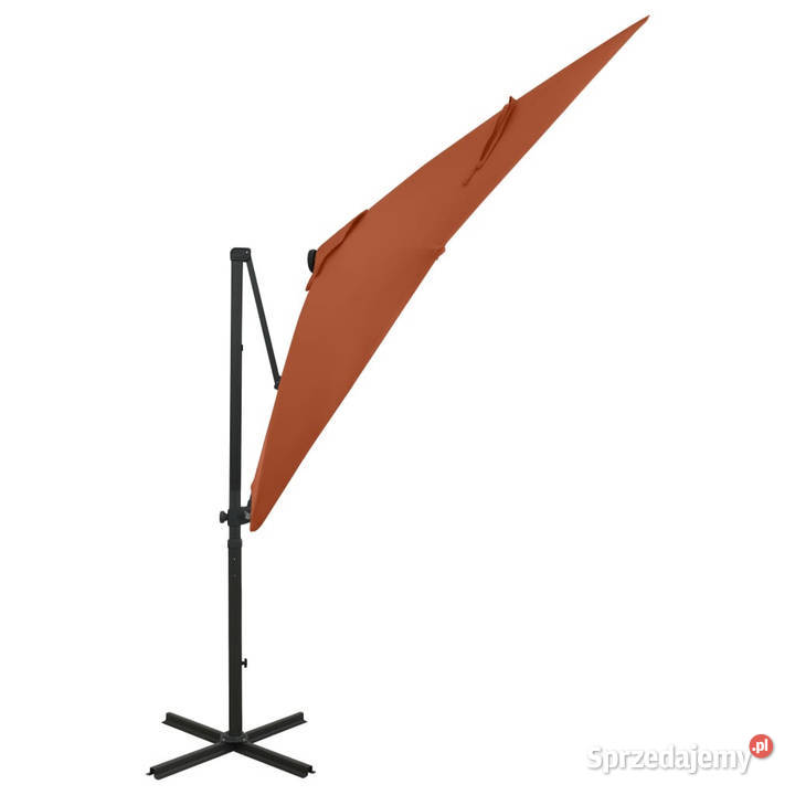 Parasol wiszący z lampkami LED i słupkiem mazowieckie
