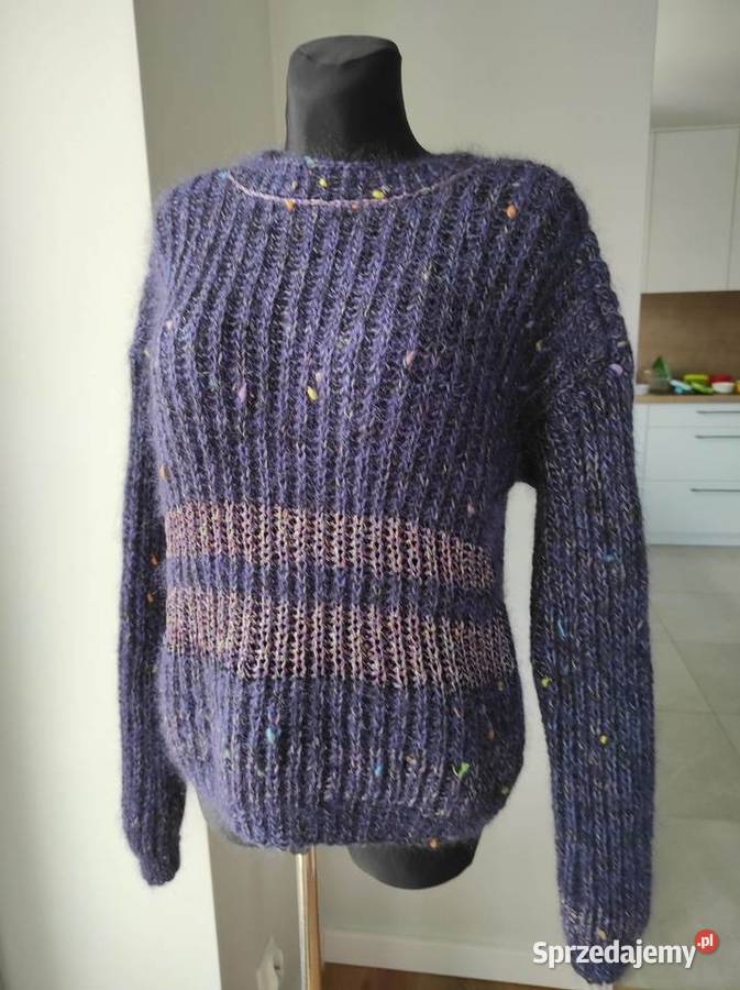 Gruby mięsisty sweter dzianinowy 44 XXL fiolet Płock sprzedam
