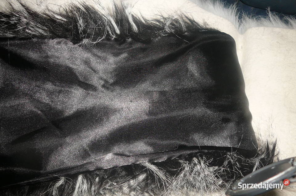 Komin futrzany czarnobiały długi włos Galanteria i dodatki