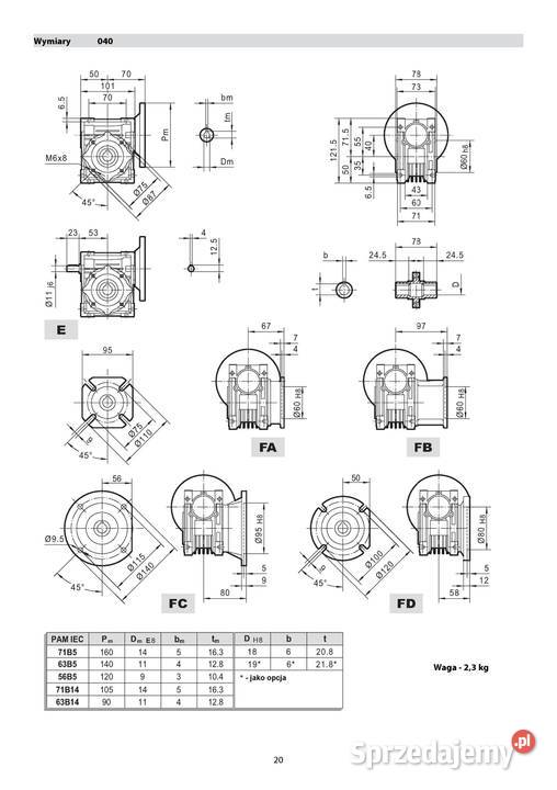 motoreduktor przekładnia 055kW 90obr 1fazowy Pigża