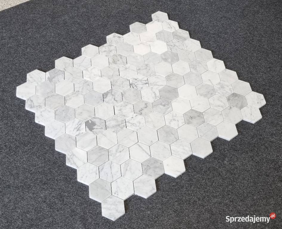 MOZAIKA BIANCO CARRARA HEXAGON MATOWA Bielawa