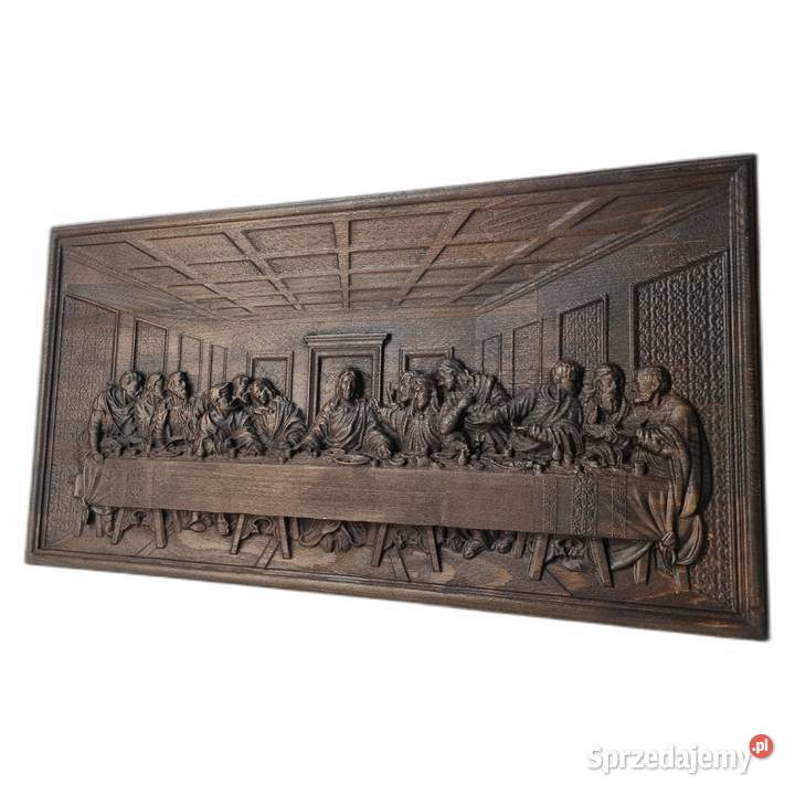 Ostatnia Wieczerza drewniana płaskorzeźba Malechowo