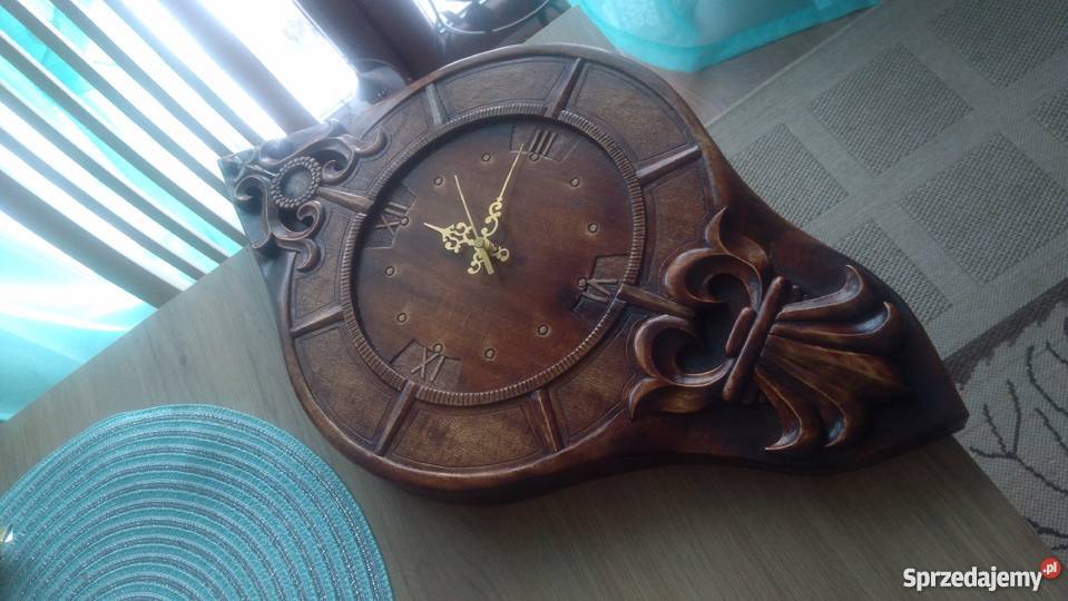 Zegar rzeźbiony z drewna Zamość sprzedam