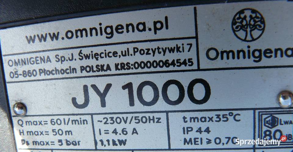 Hydrofor Omnigena 1100 watów lubuskie Nowa Sól