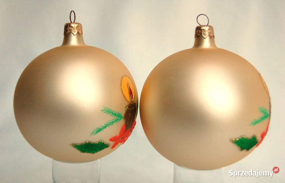 Bombki szklane ręcznie malowane złote perłowe 10 Lublin