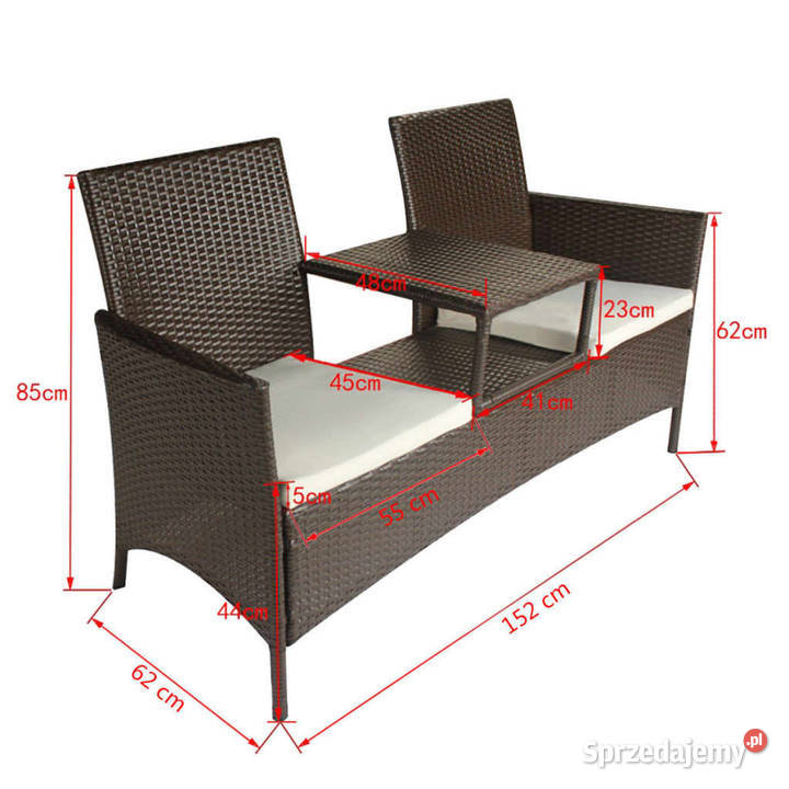 Dwuosobowa sofa ogrodowa ze stolikiem rattan PE Warszawa sprzedam