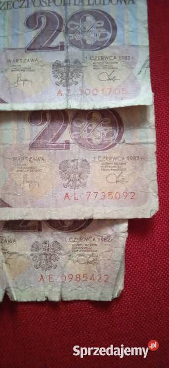 Banknoty 20 1982 r seria A Świdnica