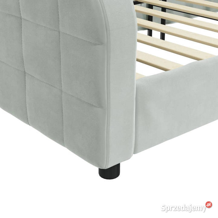 Sofa z funkcją spania jasnoszara obita aksamitem Warszawa