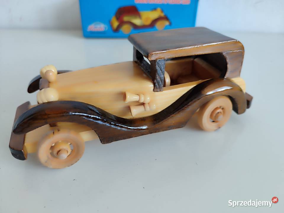 4 Kolekcjonerskie Drewniane retro autko
