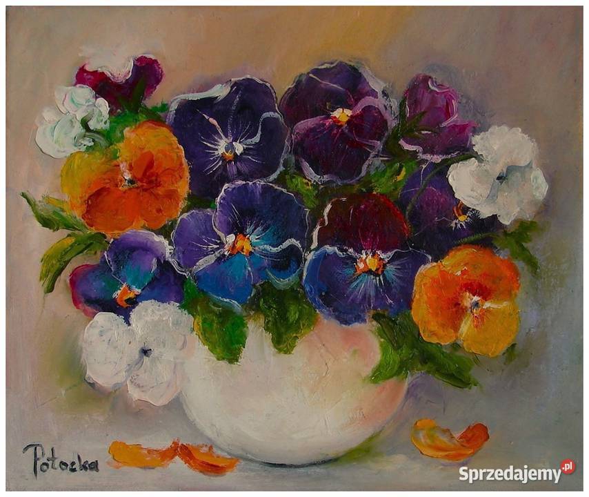 Bratki obraz olejny 3025 dostępny Błonie sprzedam