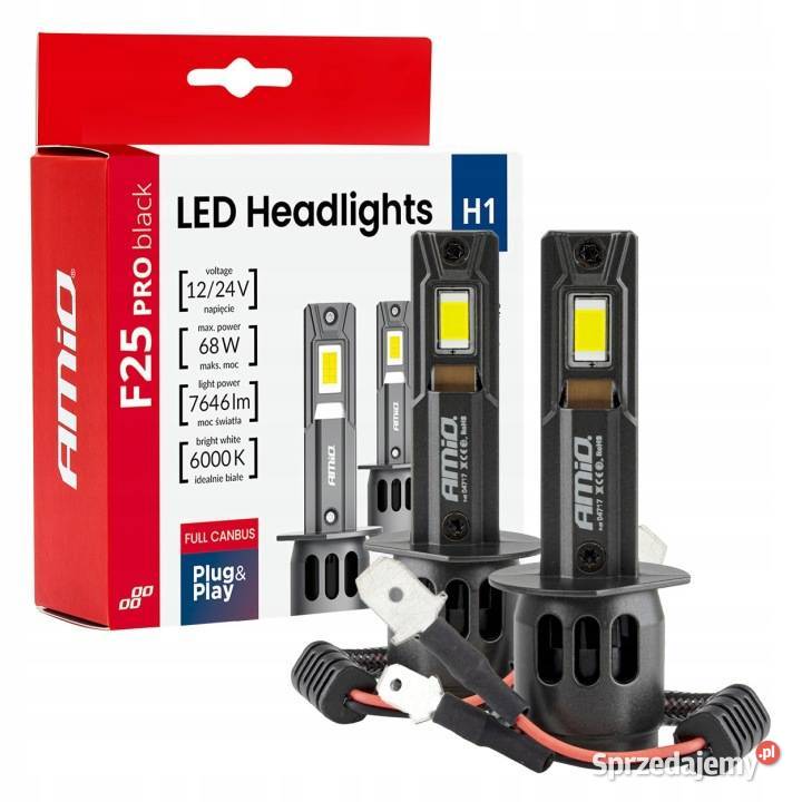 ŻARÓWKI LED AMIO H1 F25 PRO BLACK FULL 12V 24V Gniezno