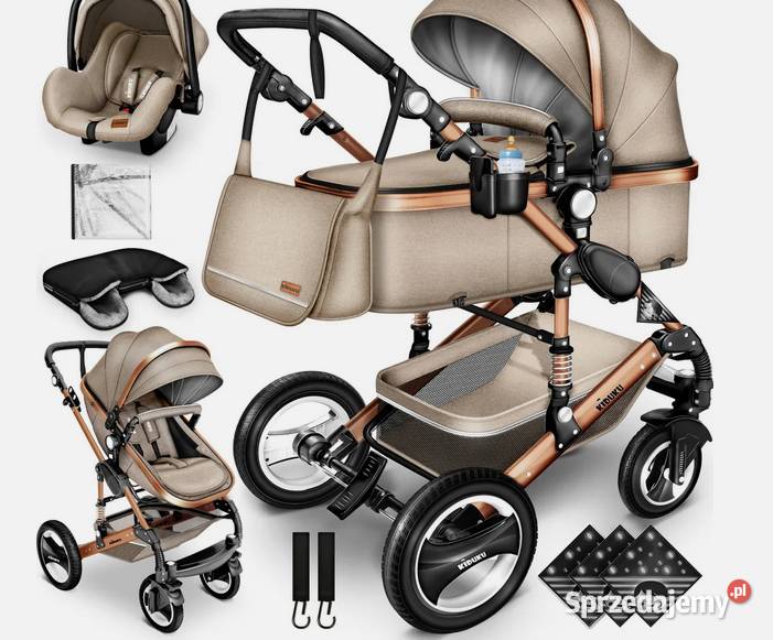 Wózek wielofunkcyjny 3w1 KIDUKU beżowymiedziany Pasłęk