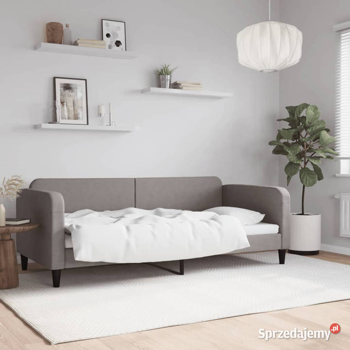 Sofa z funkcją spania kolor taupe obita tkaniną Warszawa