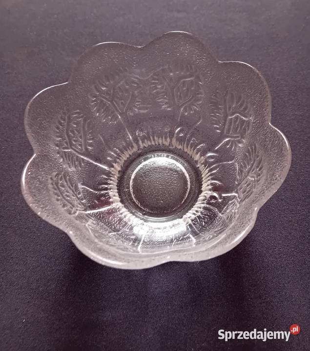 Skandynawska szklana miseczka z roślinnym wzorem Koźminek