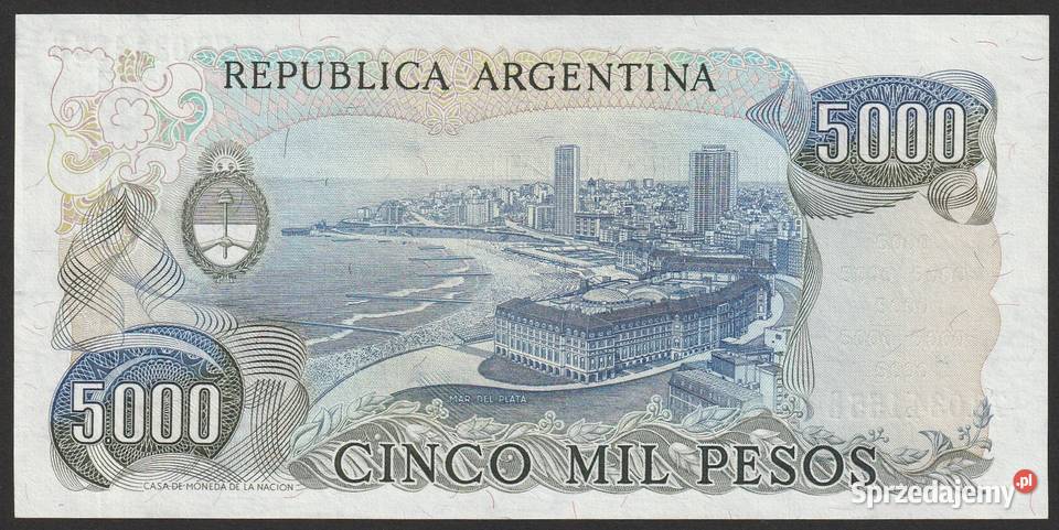 Argentyna 5000 pesos 197783 stan bankowy UNC Łódź