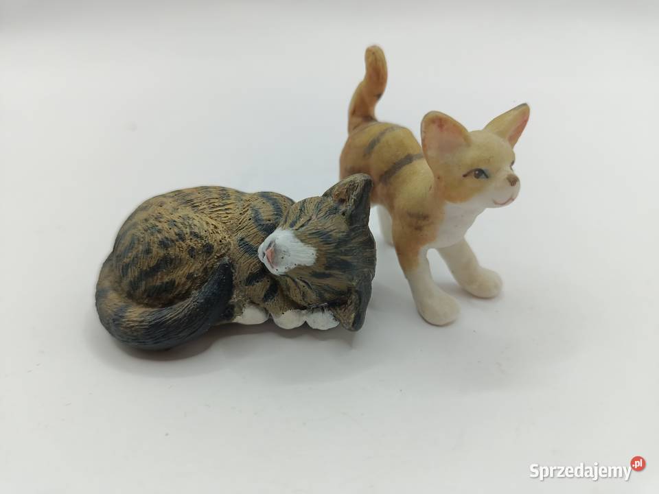 Dwa mini malutkie milusie kotki figurka bibelot Porcelana i szkło Zamość