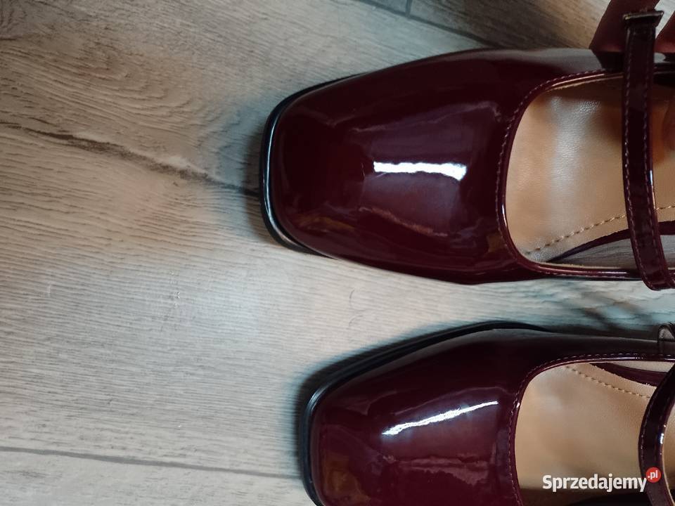 4142 Bordowe Burgundowe czółenka wieczorowe z 26.5cm Kraków