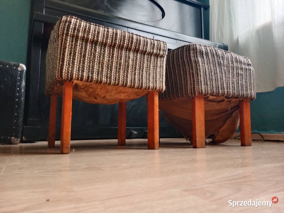 Zestaw 2 TaboretówPuf PRL Chojnickie Fabryki śląskie Ruda Śląska