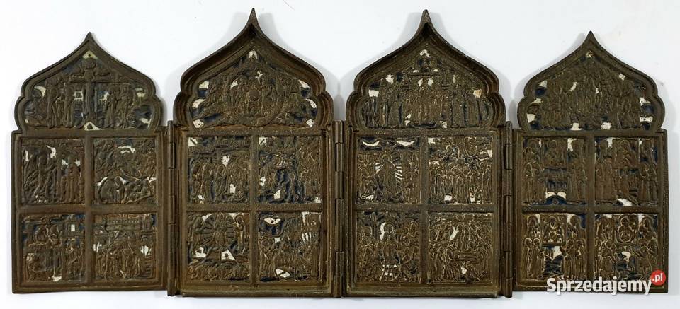 Ikona podróżna Tetraptyk Rosja XIXw 0425