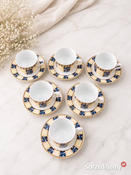 Komplet 6 filiżanek ze spodkami porcelana Łańcut sprzedam