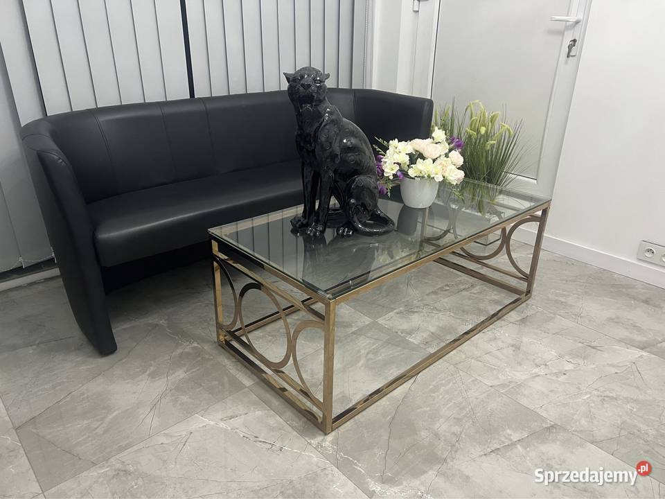 Nowoczesny stolik kawowy szampańskie złote ława Nowy Sącz