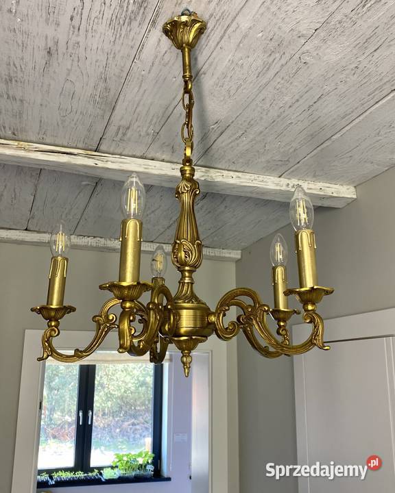 Francuski antyczny Żyrandol 20 mosiądz Warszawa