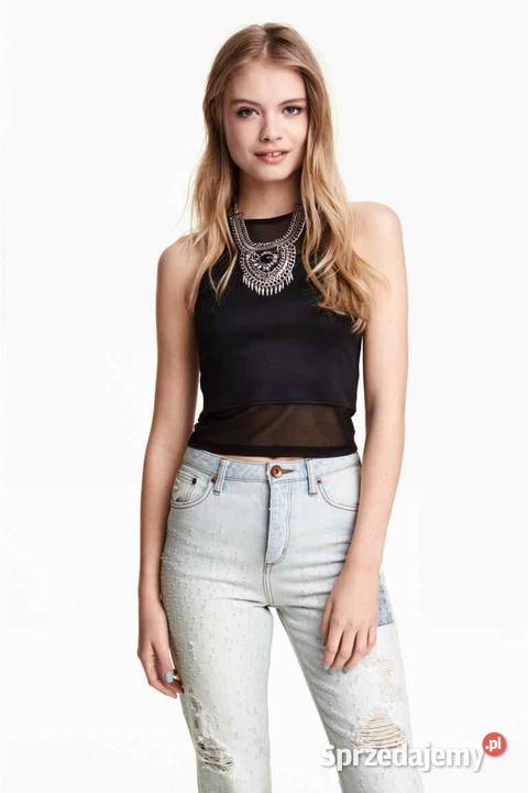 czarny top hm xs 34 siatka siateczka bluzka Toruń